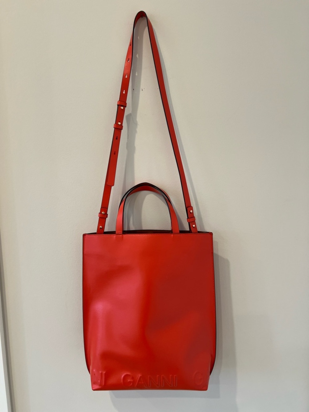NEW Ganni Banner Leather Tote in Paprika